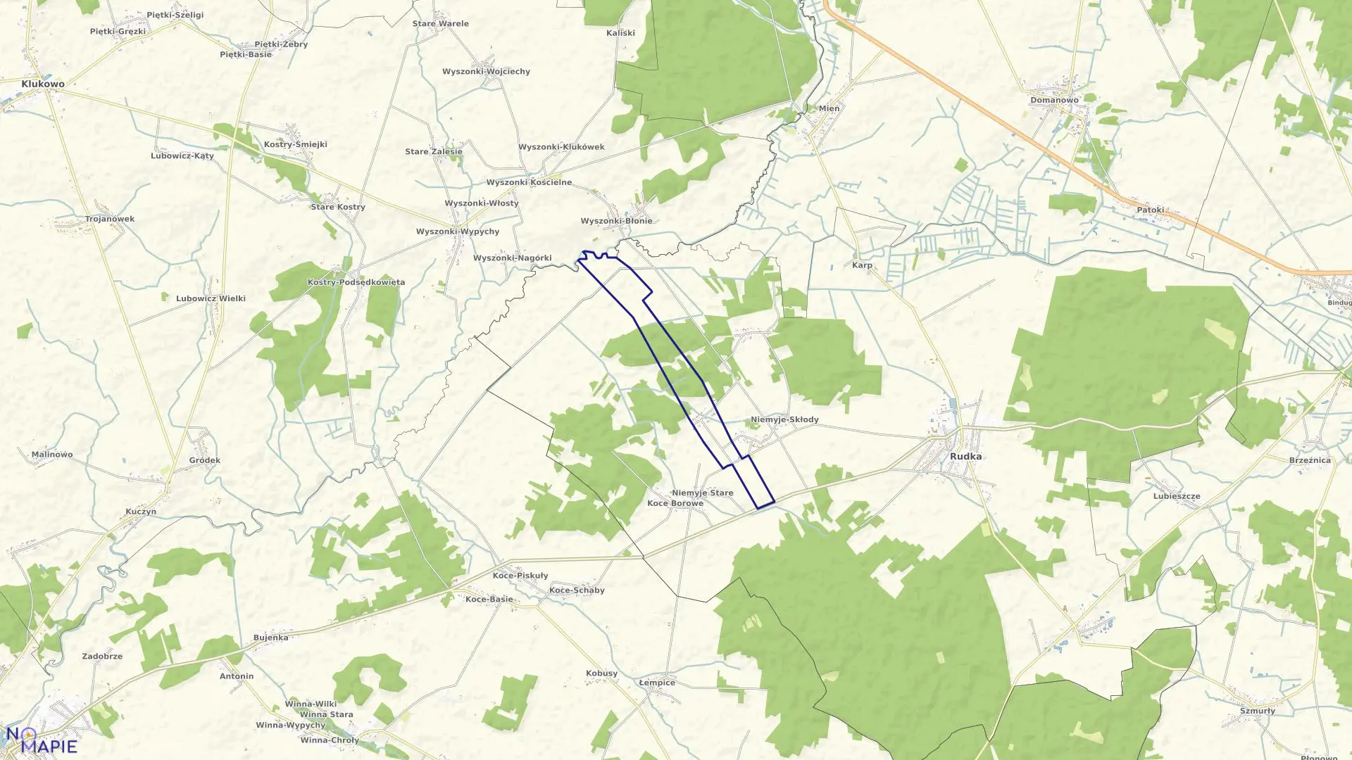 Mapa obrębu NIEMYJE-JARNĄTY w gminie Rudka