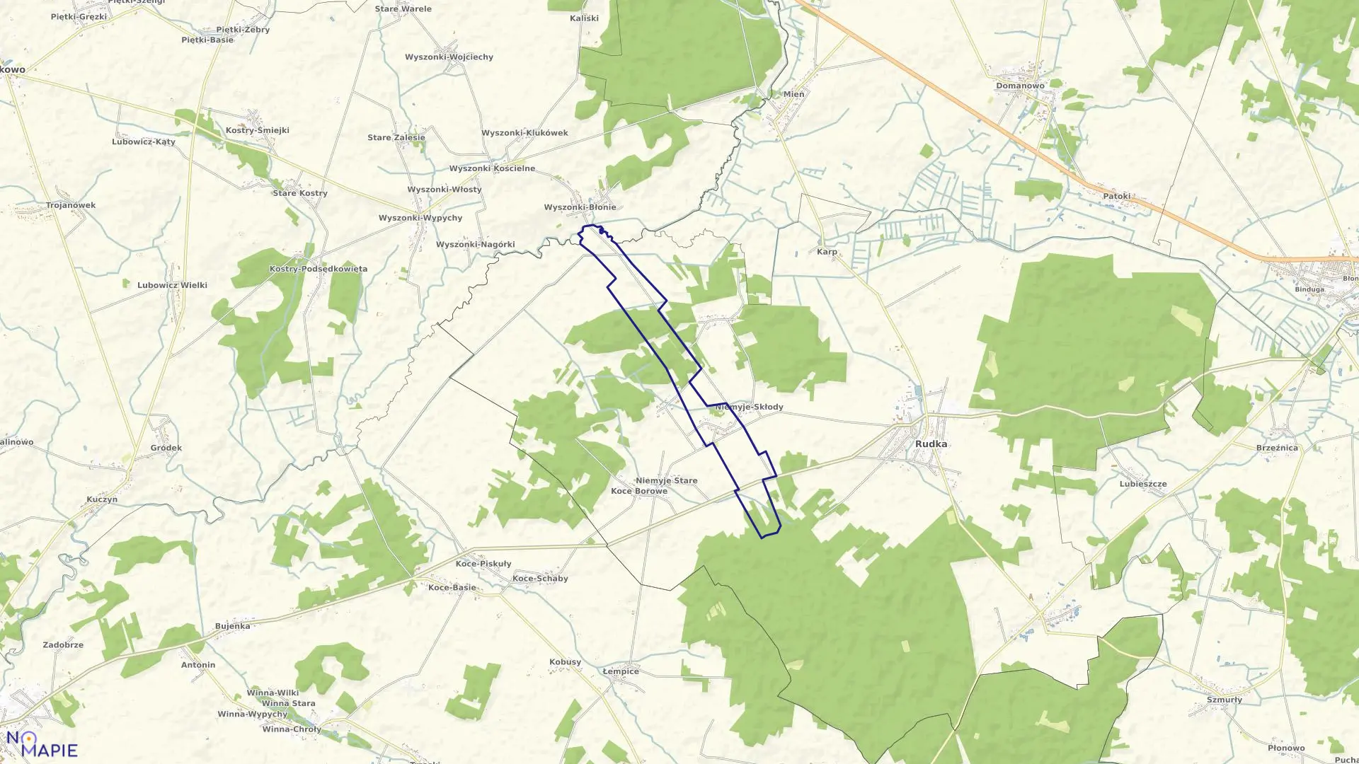 Mapa obrębu NIEMYJE NOWE w gminie Rudka