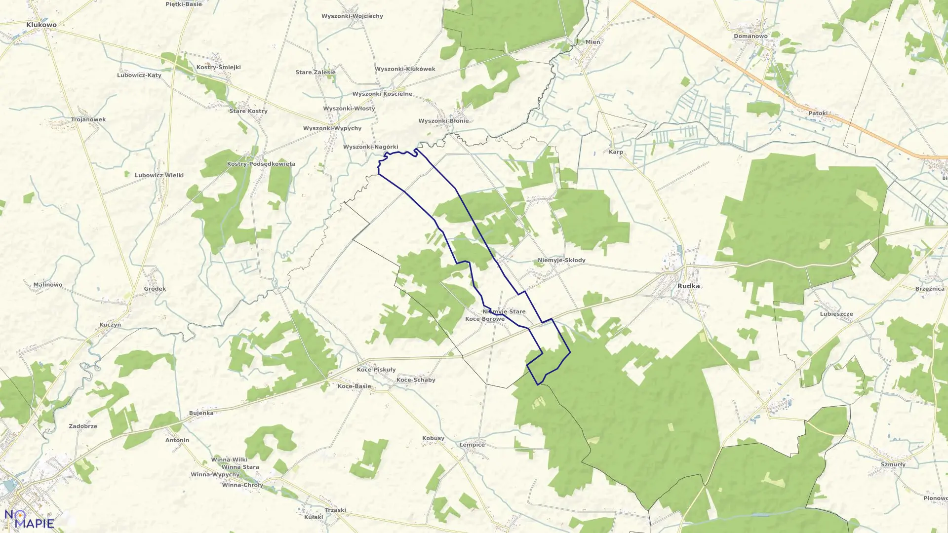 Mapa obrębu NIEMYJE STARE w gminie Rudka