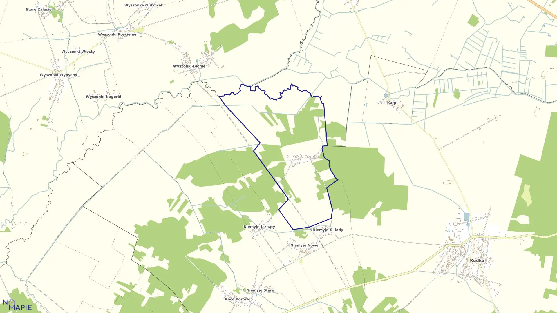 Mapa obrębu NIEMYJE-ZĄBKI w gminie Rudka